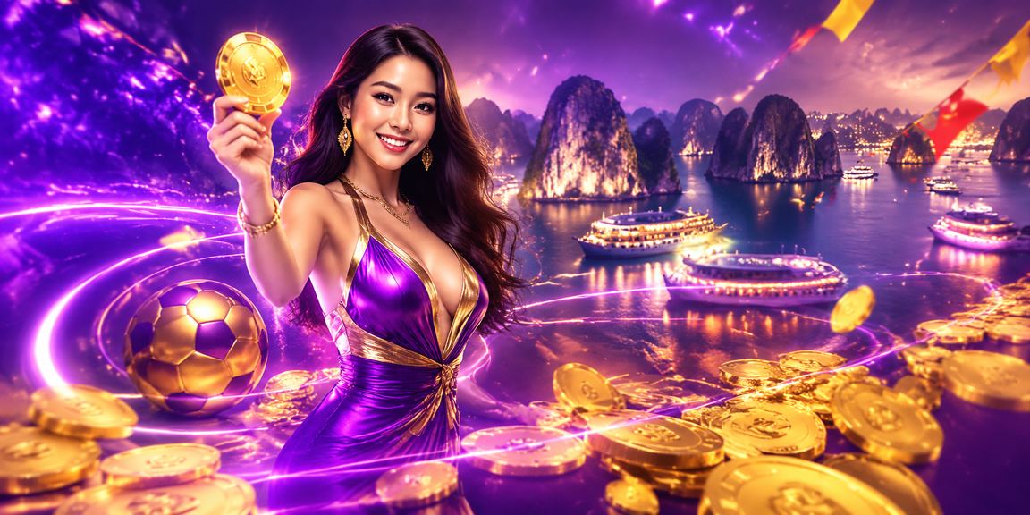 Cổ động viên bóng đá Việt Nam tận hưởng cá cược trực tuyến với nền Vịnh Hạ Long về đêm